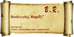 Bodiczky Regő névjegykártya